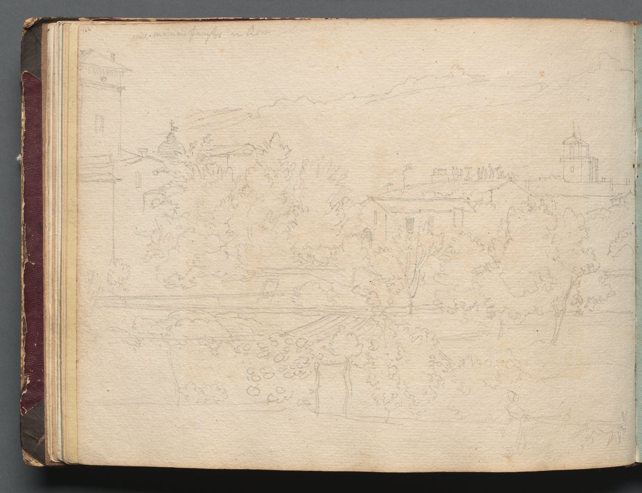 Album avec des vues de Rome et des environs, études de paysage, page 16b : Vue romaine - Franz Johann Heinrich Nadorp
