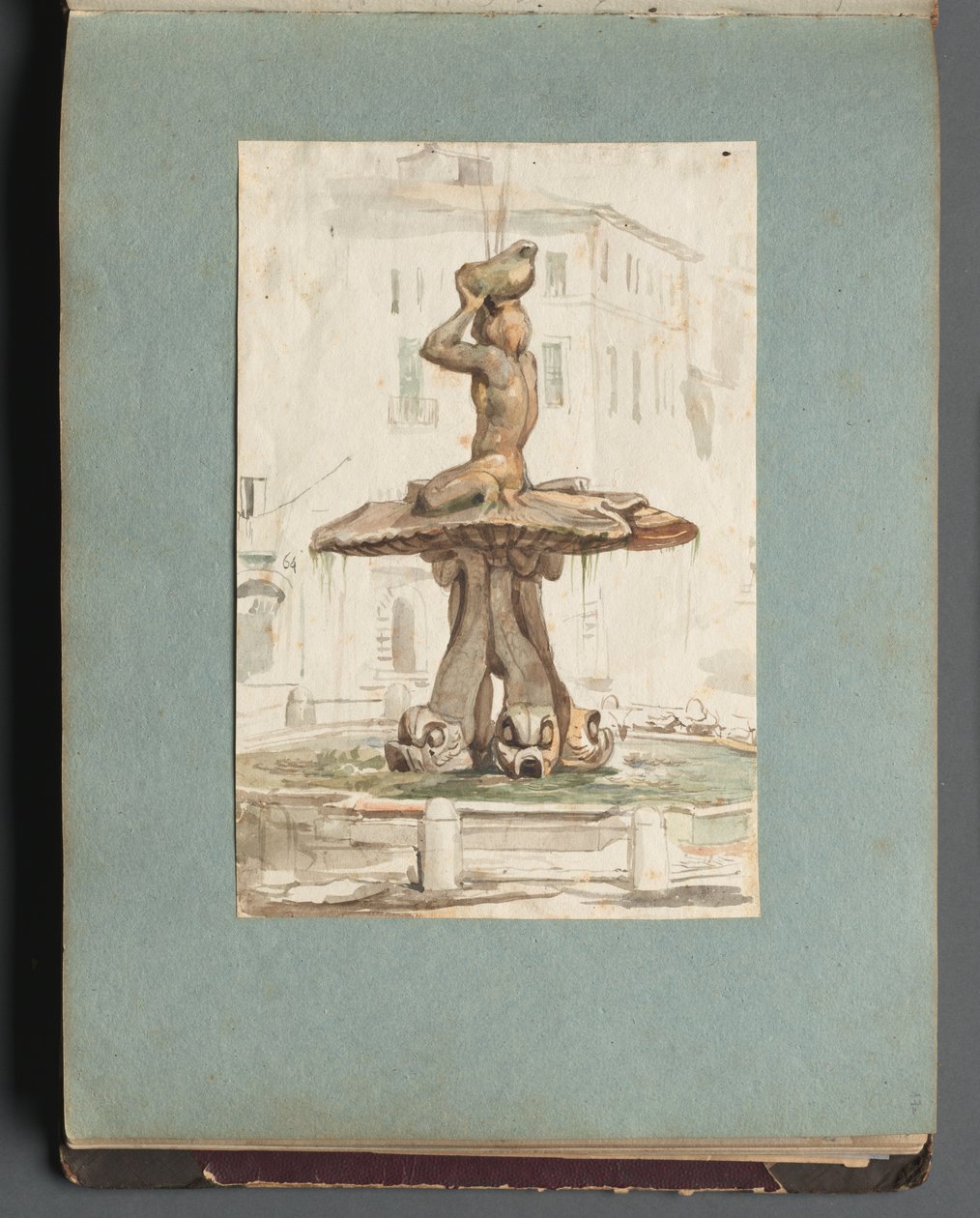 Album avec vues de Rome et des environs, études de paysage, page 17a : Fontaine romaine - Franz Johann Heinrich Nadorp