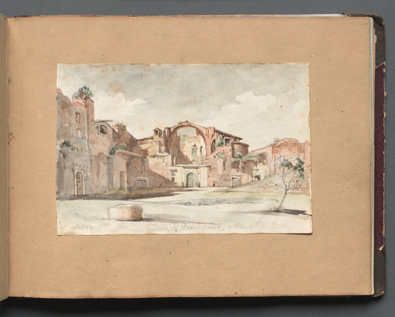 Album avec des vues de Rome et des environs, études de paysage, page 22a : "Terme di Diocleziano, Rome" - Franz Johann Heinrich Nadorp