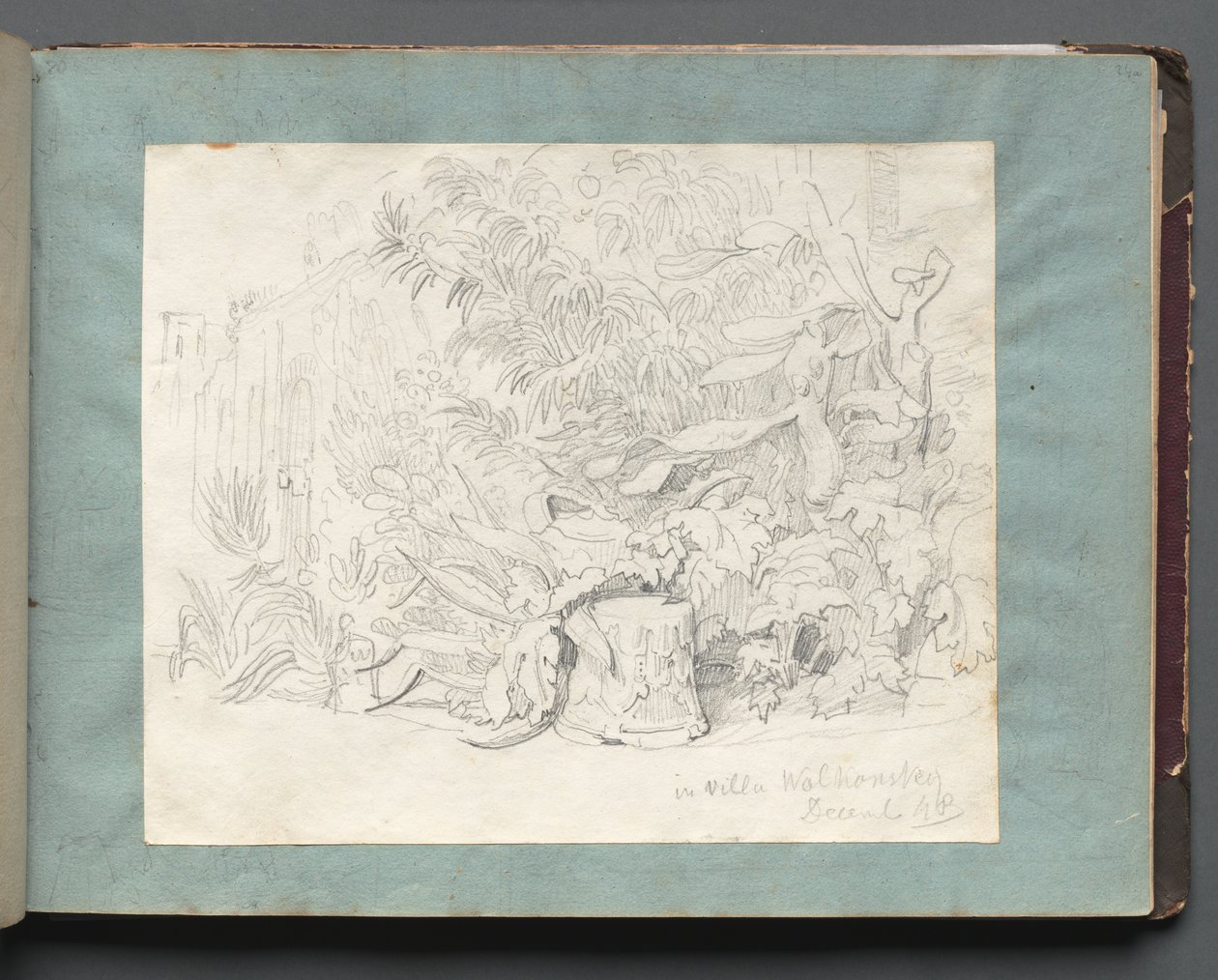 Album avec des vues de Rome et des environs, études de paysages, page 24a: À la Villa Walkonsky - Franz Johann Heinrich Nadorp
