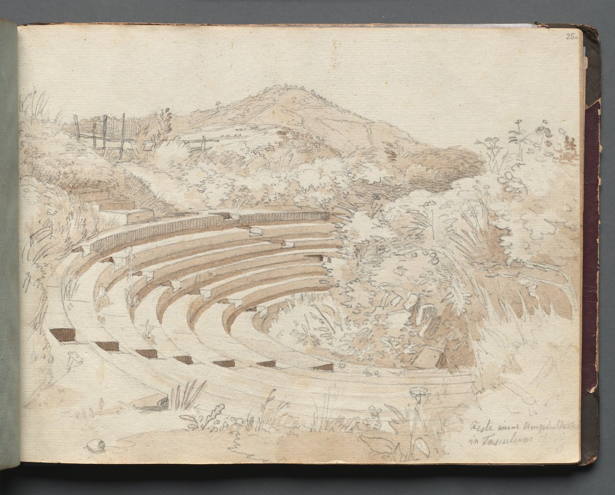 Album avec des vues de Rome et des environs, études de paysage, page 25a : Amphithéâtre, Tusculum - Franz Johann Heinrich Nadorp