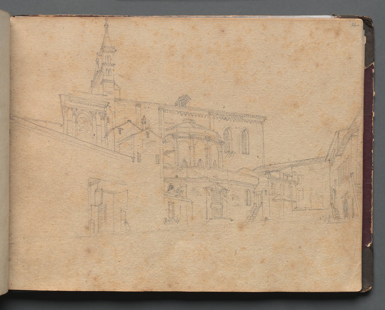 Album avec des vues de Rome et des environs, études de paysages, page 26a: Vue architecturale romaine - Franz Johann Heinrich Nadorp