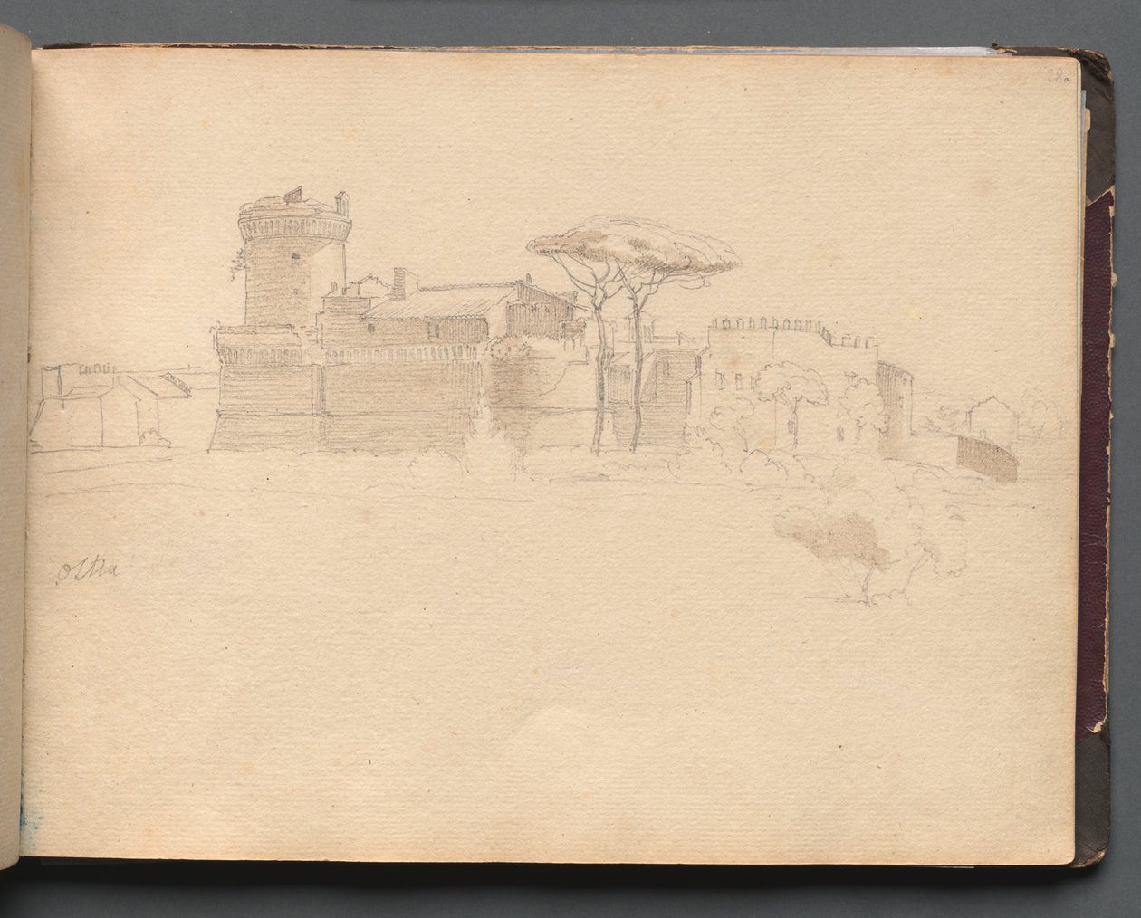 Album avec vues de Rome et des environs, études de paysages, page 28a : Ostie - Franz Johann Heinrich Nadorp