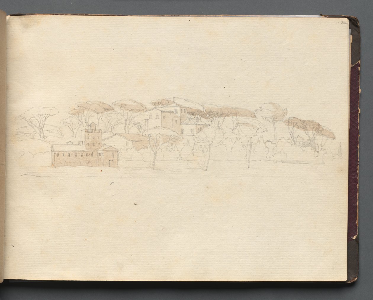 Album avec des vues de Rome et des environs, études de paysage, page 30a : Vue panoramique romaine - Franz Johann Heinrich Nadorp