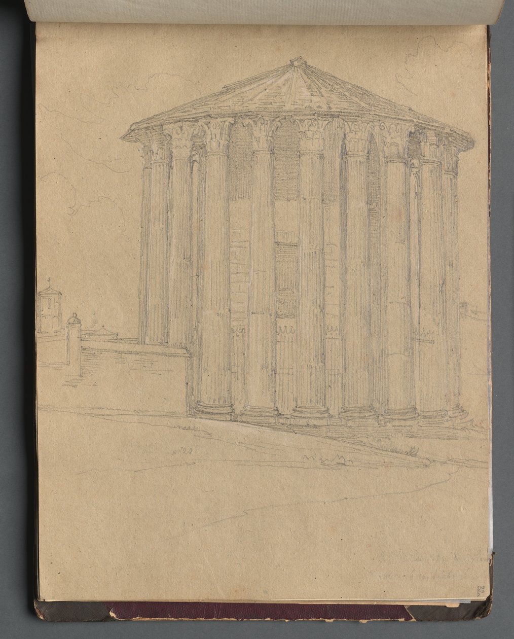 Album avec des vues de Rome et des environs, études de paysage, page 32a : Temple romain - Franz Johann Heinrich Nadorp