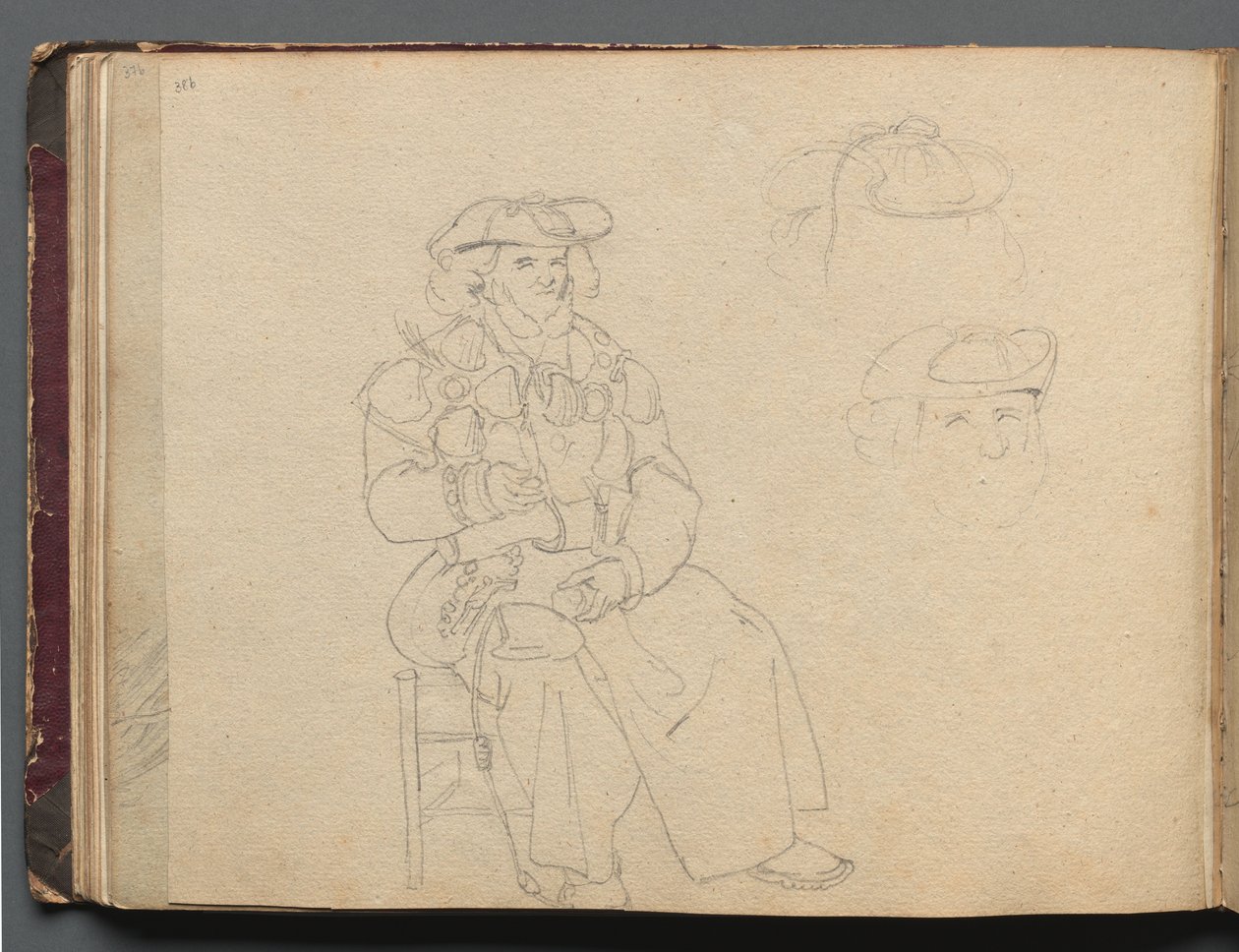 Album avec des vues de Rome et des environs, études de paysages, page 38b : Étude de figure - Franz Johann Heinrich Nadorp