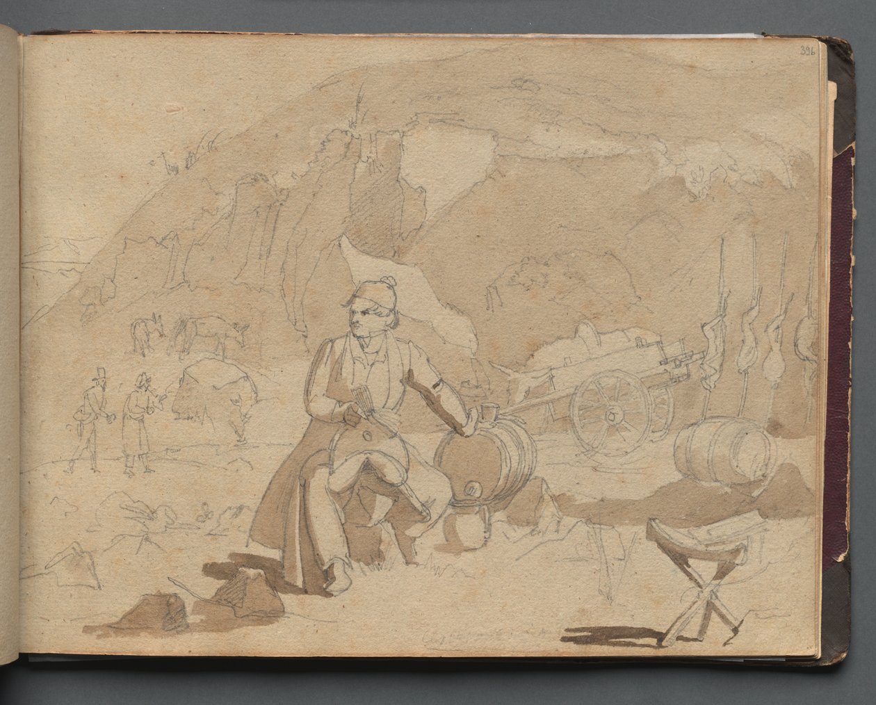 Album avec des vues de Rome et des environs, études de paysage, page 39a : Figure dans un paysage - Franz Johann Heinrich Nadorp