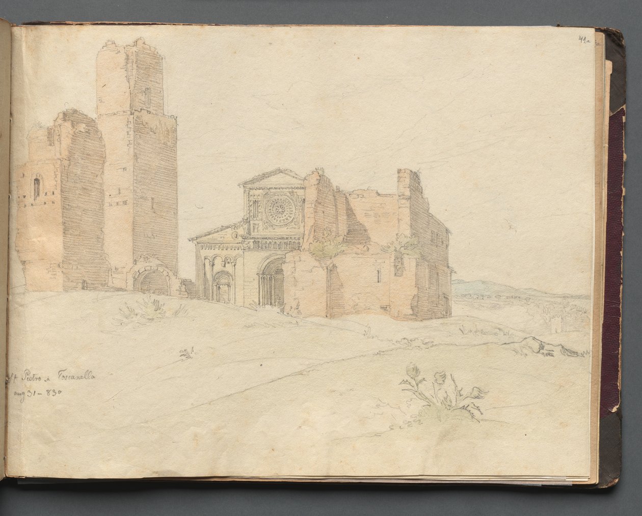 Album avec vues de Rome et des environs, études de paysages, page 41a : St. Pietro, Toscanella - Franz Johann Heinrich Nadorp