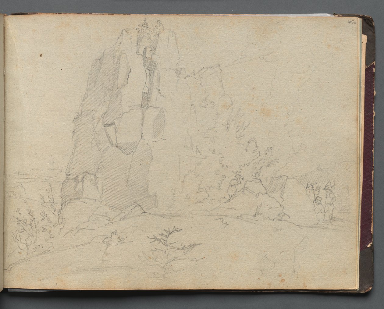 Album avec des vues de Rome et des environs, études de paysage, page 45a : Paysage rocheux - Franz Johann Heinrich Nadorp