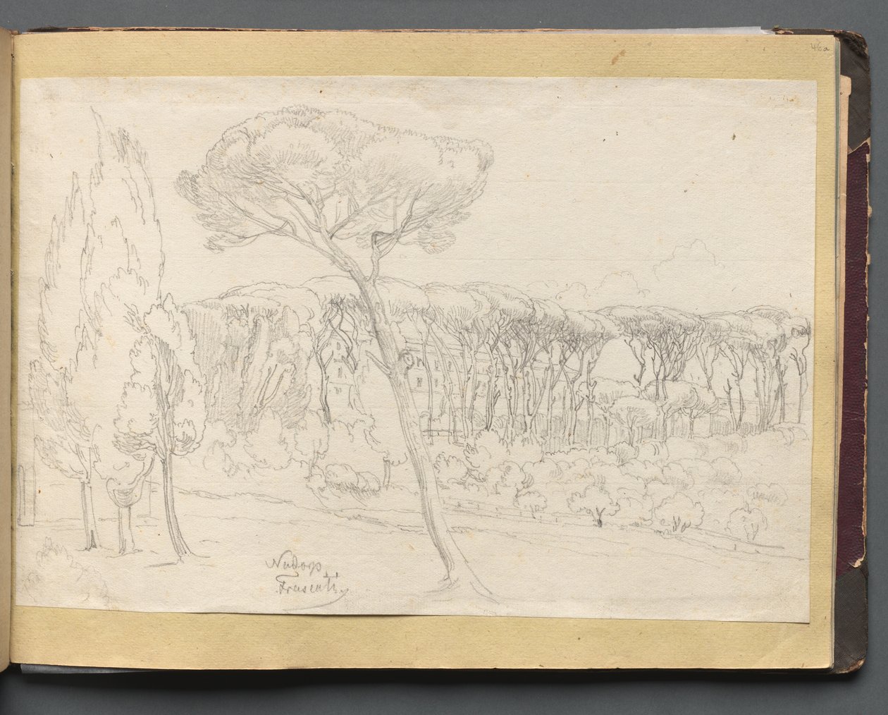 Album avec des vues de Rome et des environs, études de paysage, page 46a : "Frascati" - Franz Johann Heinrich Nadorp