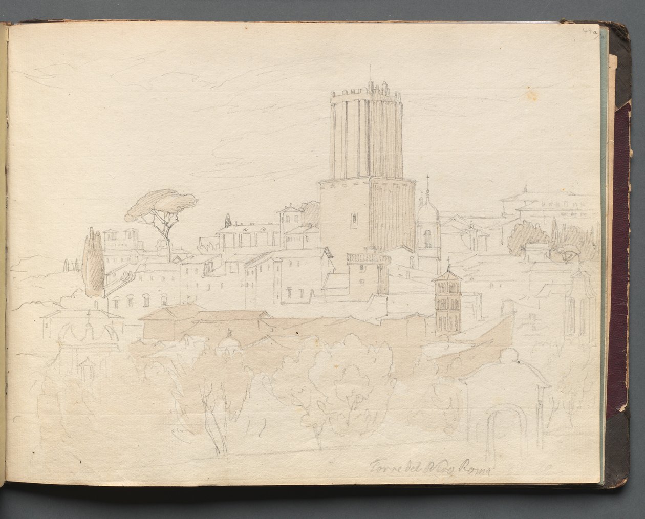 Album avec vues de Rome et des environs, études de paysages, page 47a : Torre del Nero, Rome - Franz Johann Heinrich Nadorp