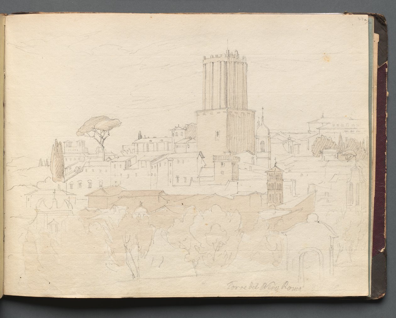 Album avec des vues de Rome et des environs, études de paysage, page 47a : "Torre del Nero, Rome" - Franz Johann Heinrich Nadorp
