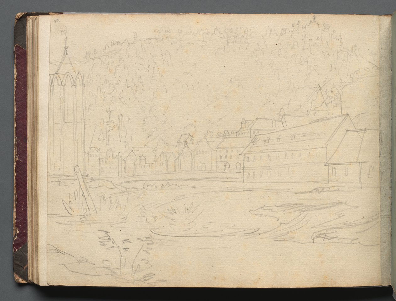 Album avec des vues de Rome et des environs, études de paysage, page 48b : Paysage romain - Franz Johann Heinrich Nadorp
