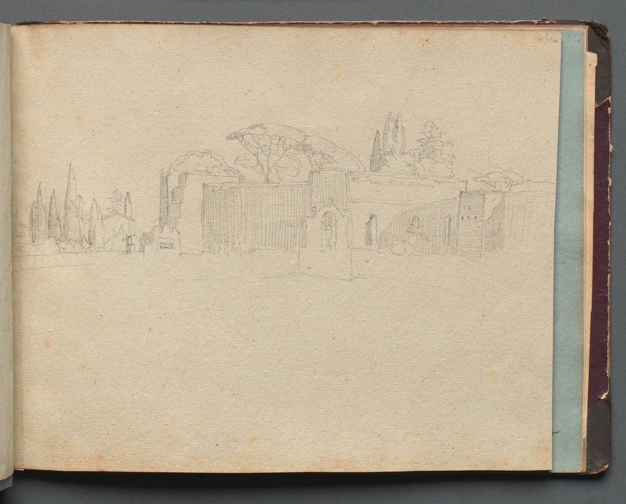 Album avec des vues de Rome et des environs, études de paysage, page 51a : Paysage romain - Franz Johann Heinrich Nadorp