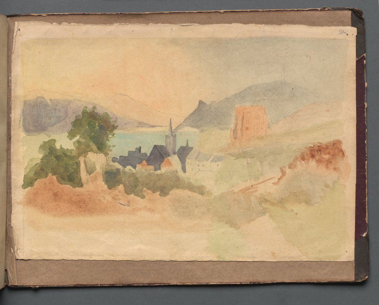 Album avec vues de Rome et des environs, études de paysages, page 54a: Paysage romain - Franz Johann Heinrich Nadorp