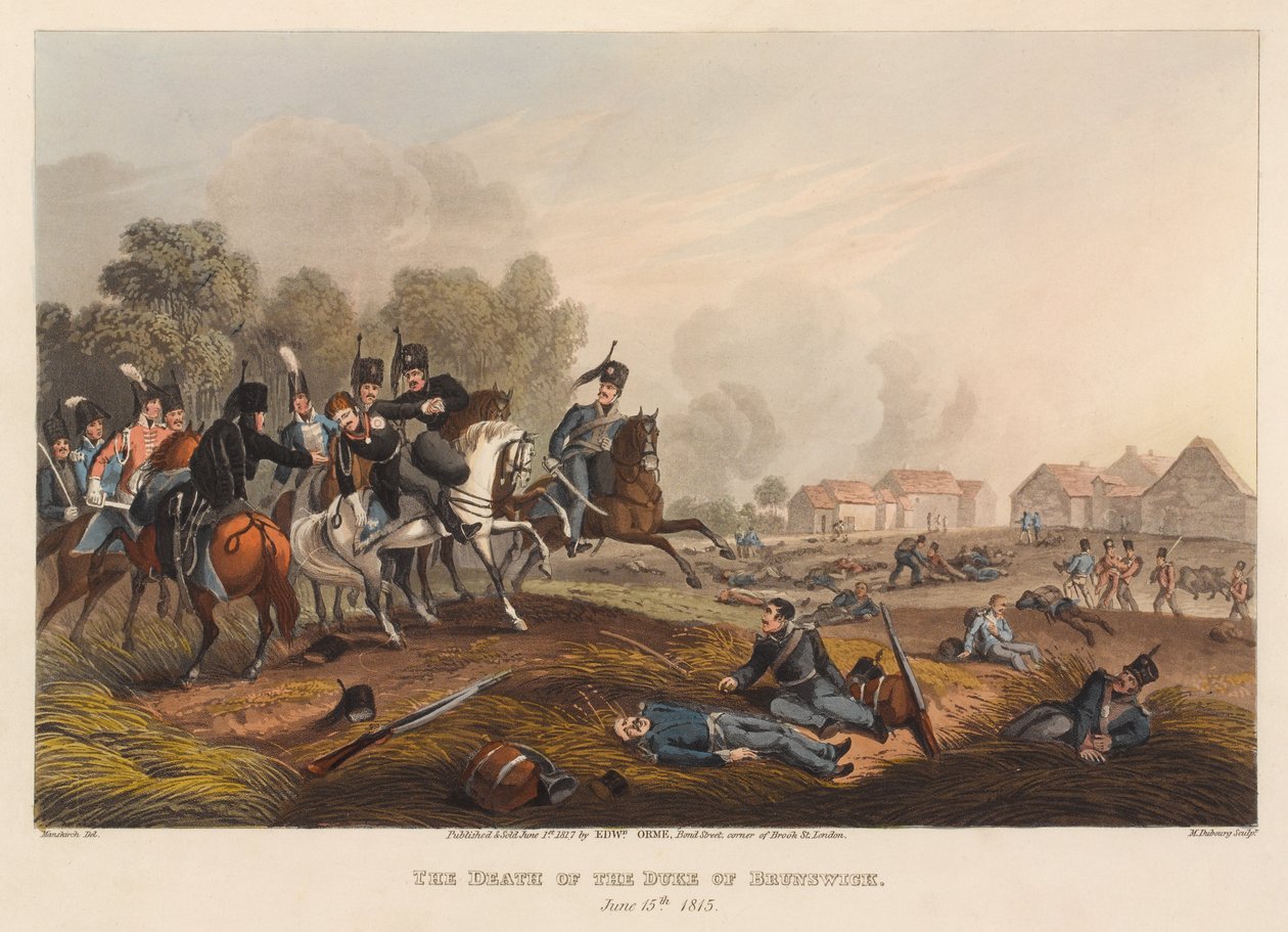 La mort du duc de Brunswick, 15 juin 1815 - Franz Joseph (after) Manskirch