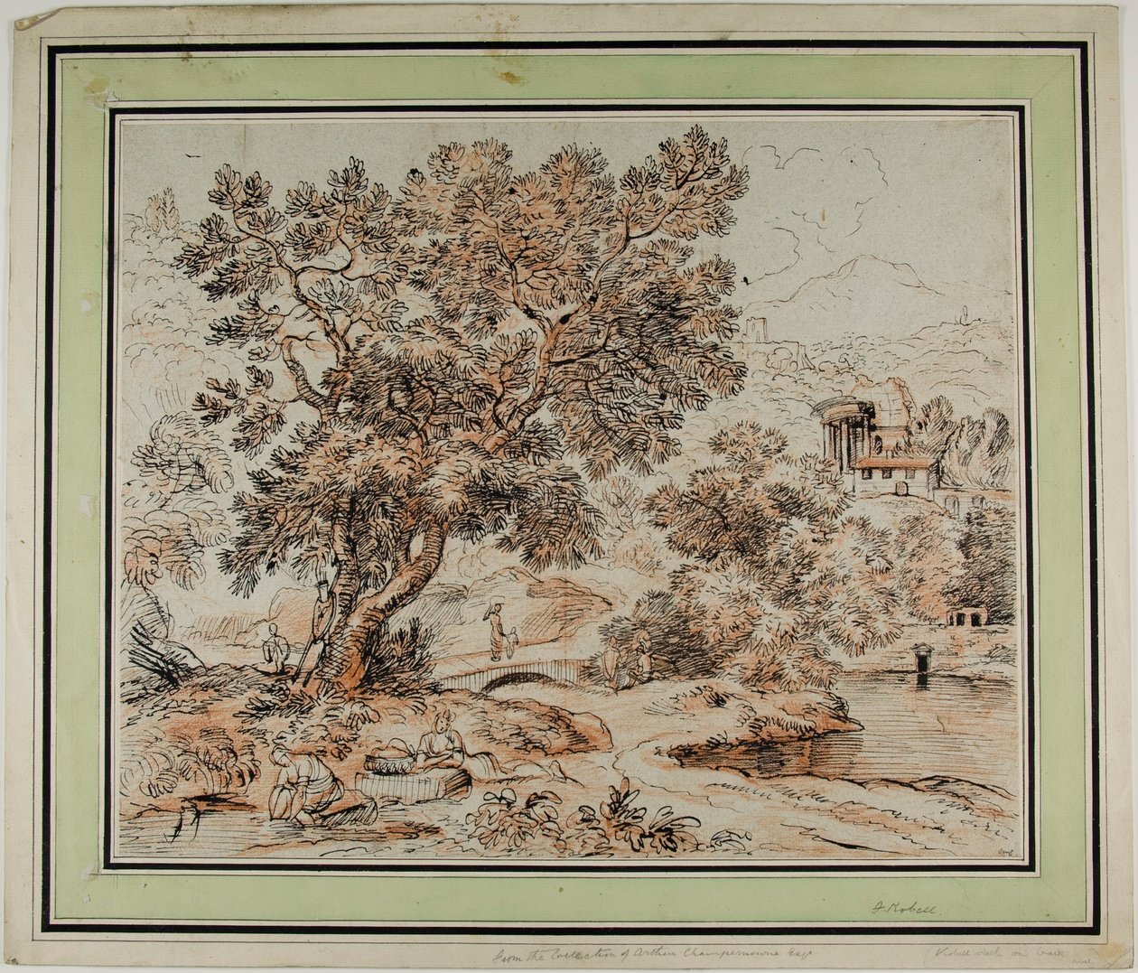 Figures dans un paysage idyllique à l