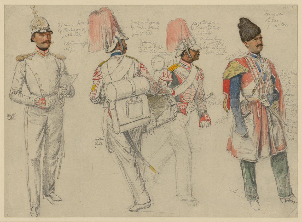 de Kossacowski, capitaine du régiment Preobrazhenski ; Steppanoff, tambour du régiment de l