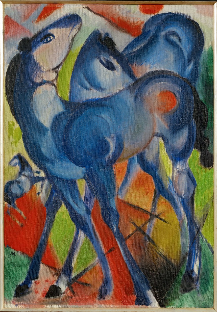 Pouliches bleues (peinture sur toile) - Franz Marc