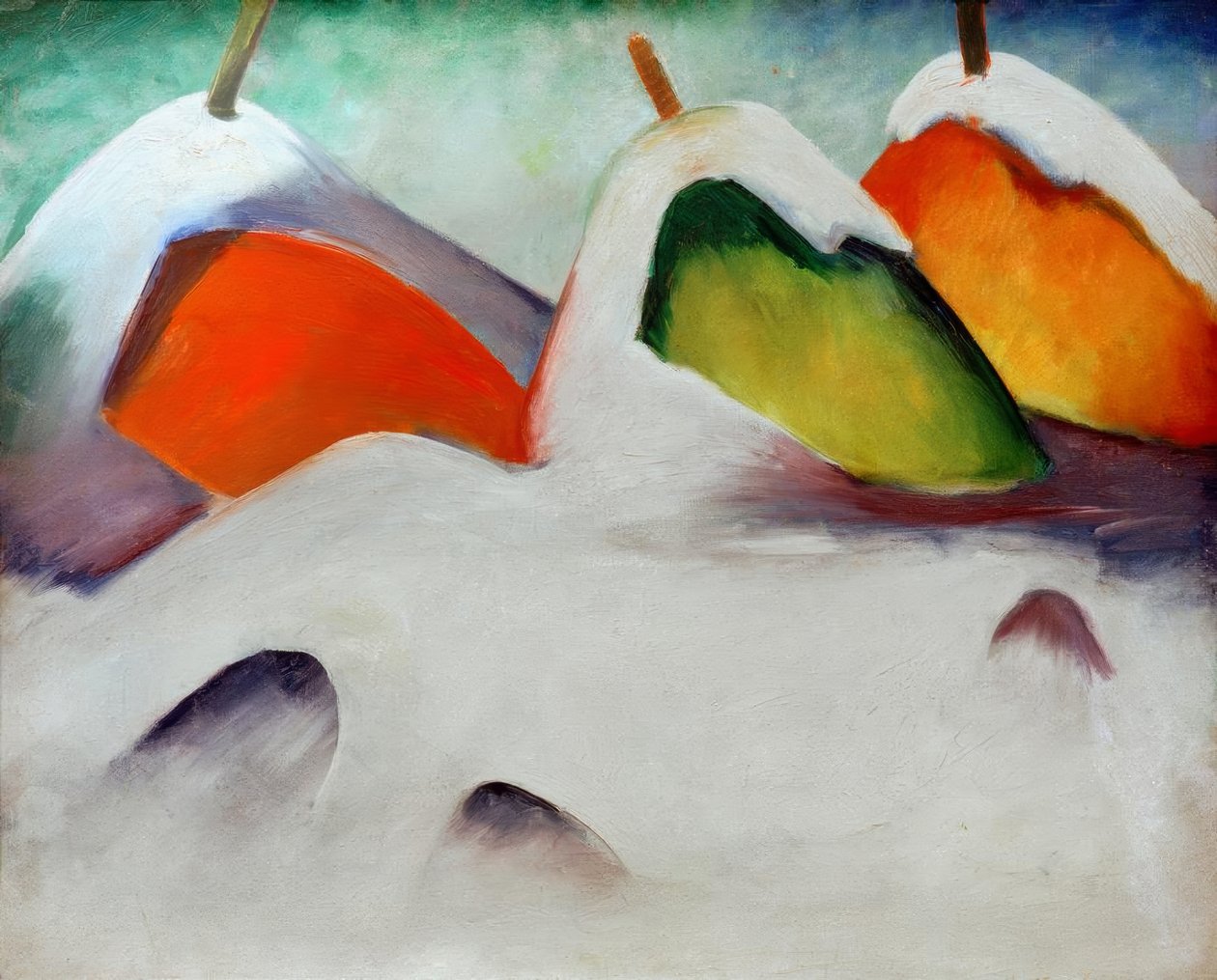 Accroupi dans la neige - Franz Marc