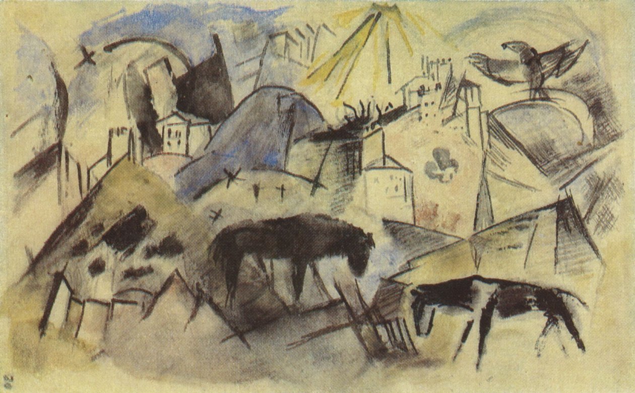 Le malheureux pays du Tyrol (esquisse) - Franz Marc