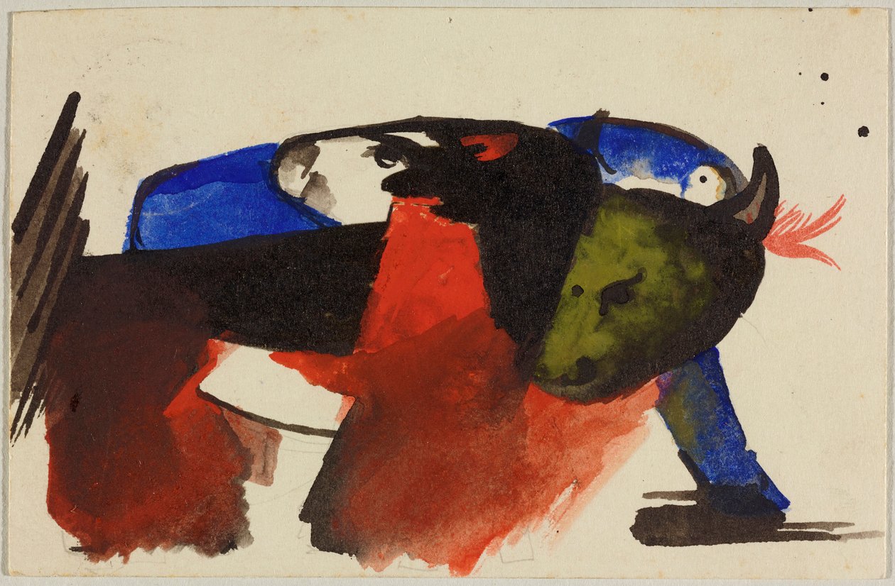 Zwei Tiere, Postkarte aus Sindelsdorf an Wassily Kandinsky in München - Franz Marc
