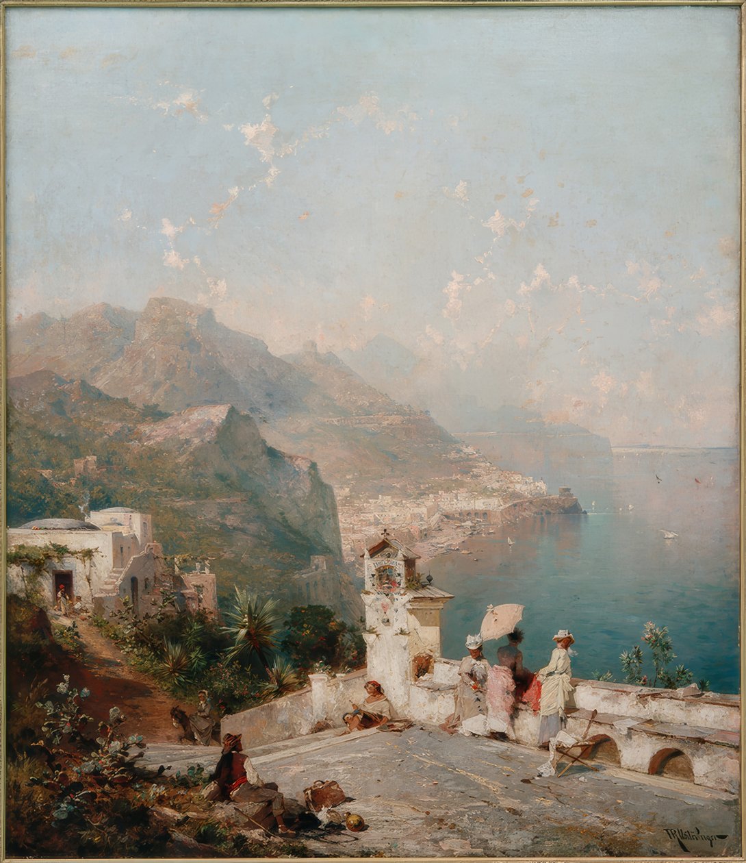 Dames élégantes surplombant le golfe de Salerne - Franz Richard Unterberger