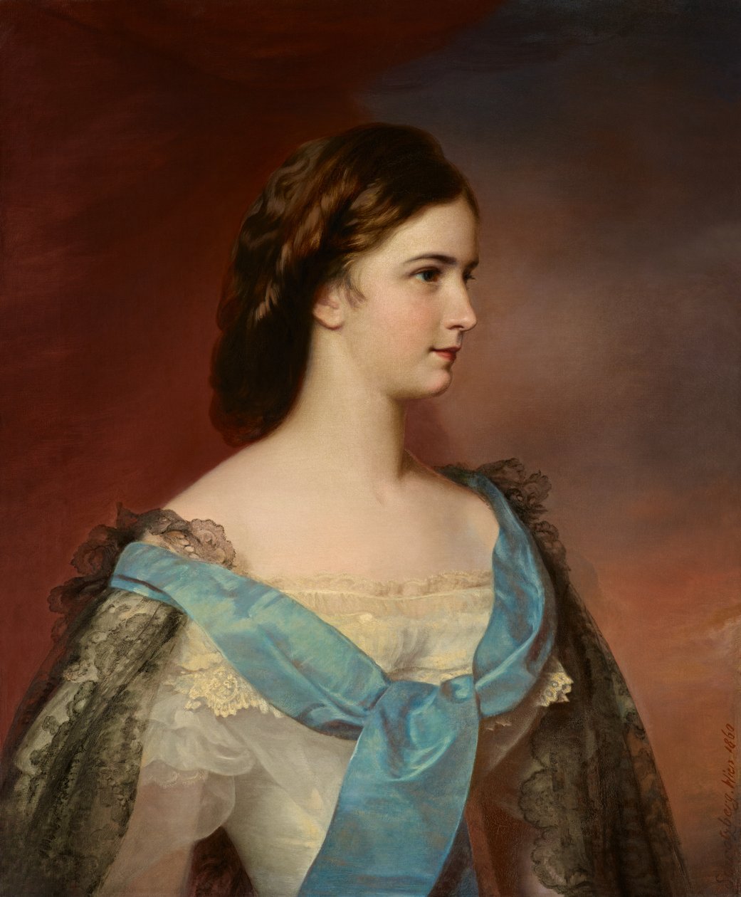 French : Porträt der Kaiserin Elisabeth von Österreich (1837-1898) Portrait of Empress Elisabeth of Austria (1837-1898) - Franz Schrotzberg