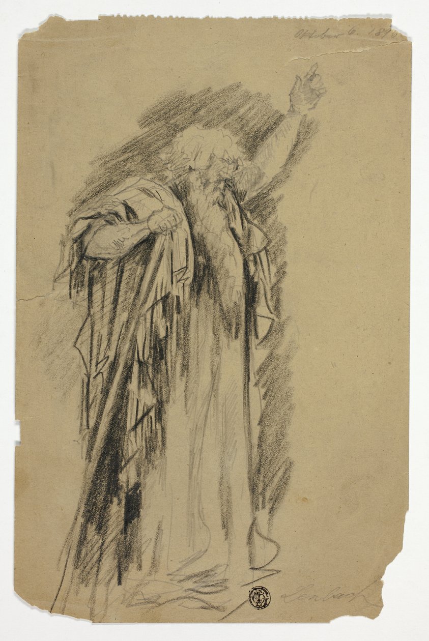 Prophète debout avec le bras levé - Franz Seraph von Lenbach
