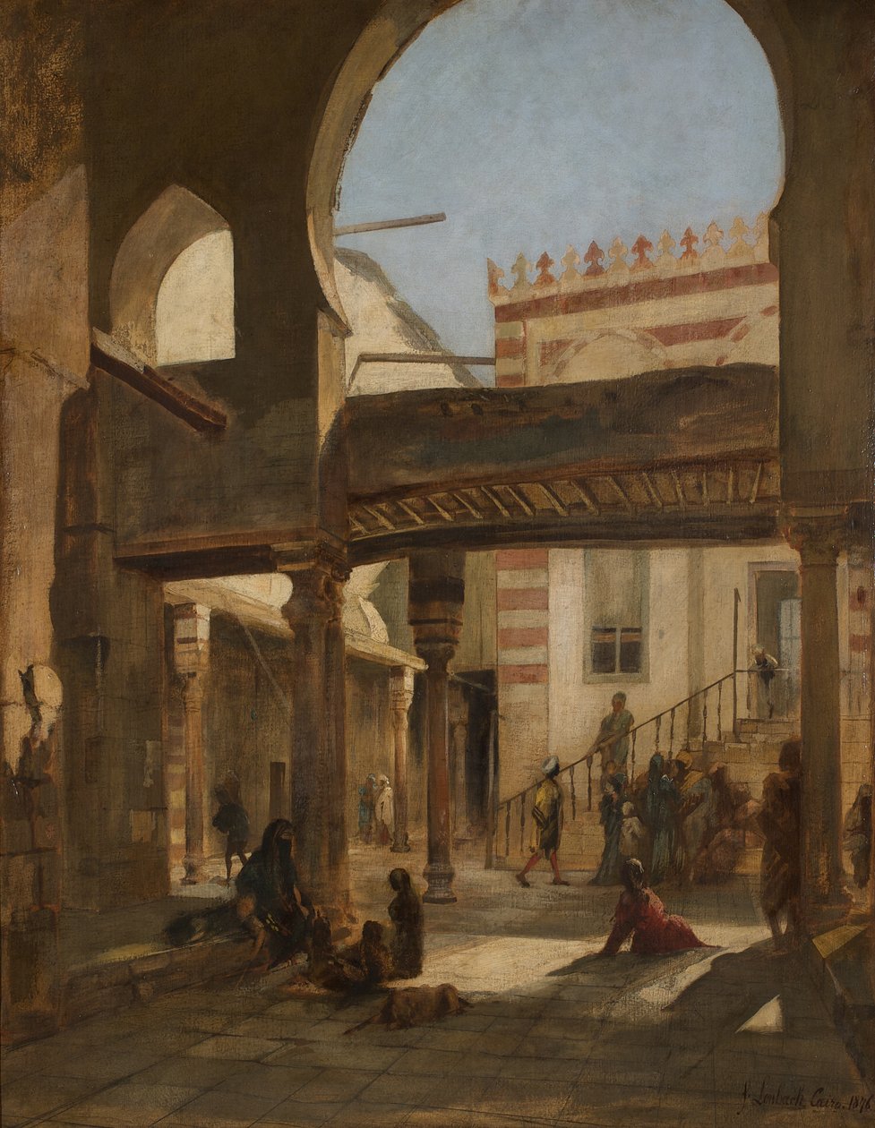 Scène dans le complexe des mosquées Kalaun au Caire - Franz Seraph von Lenbach