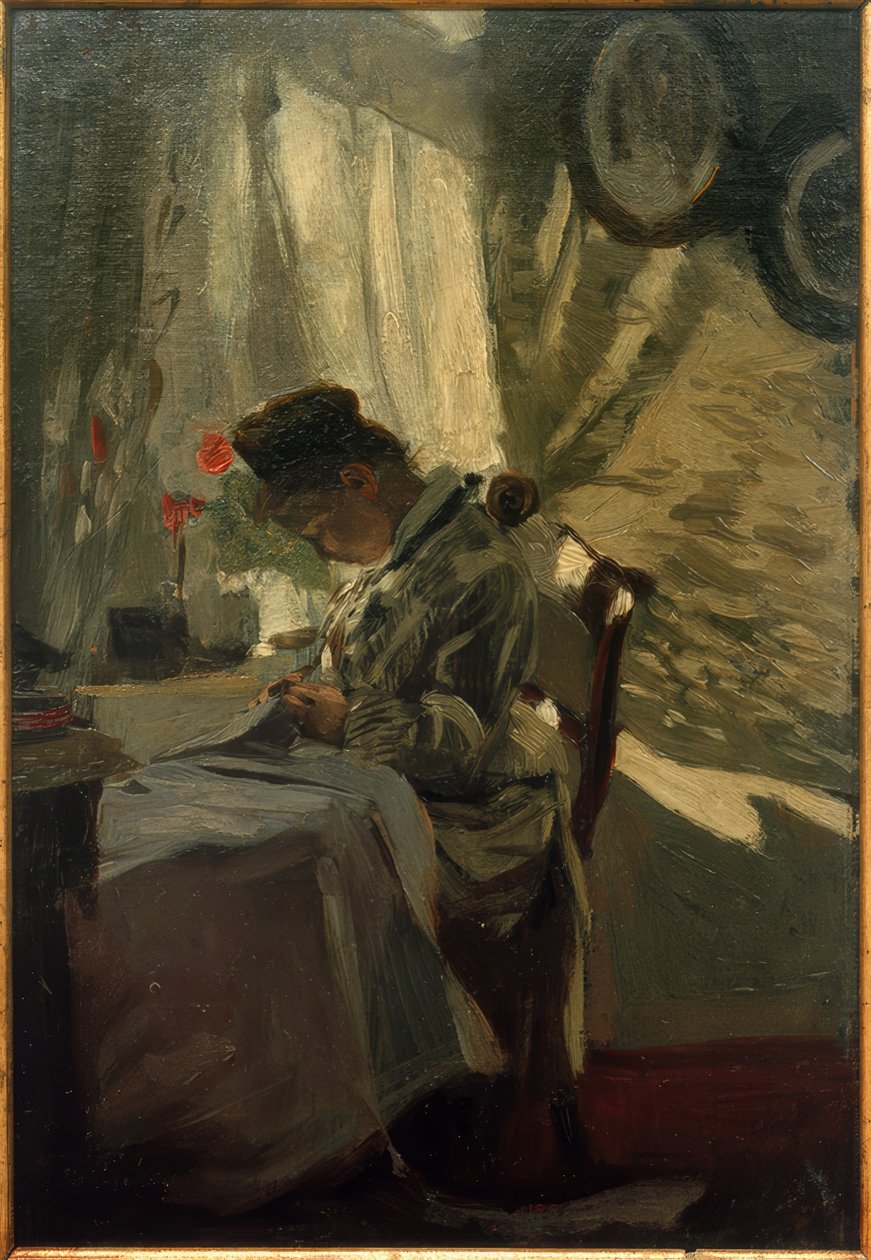 Couturière à la fenêtre - Franz Skarbina