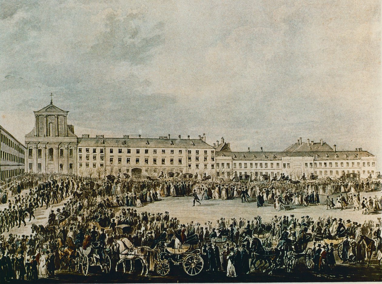 Cortège funèbre de Ludwig van Beethoven en 1827, de la Schwarzspanierhaus à l