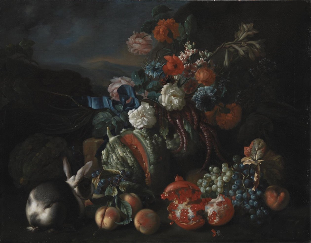 Base en pierre avec des fleurs et des fruits - Franz Werner Tamm