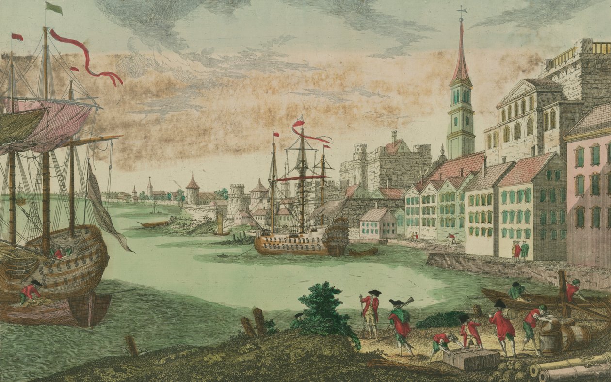 Le port de Boston, Massachusetts, vers 1770-80 - Franz Xaver Habermann