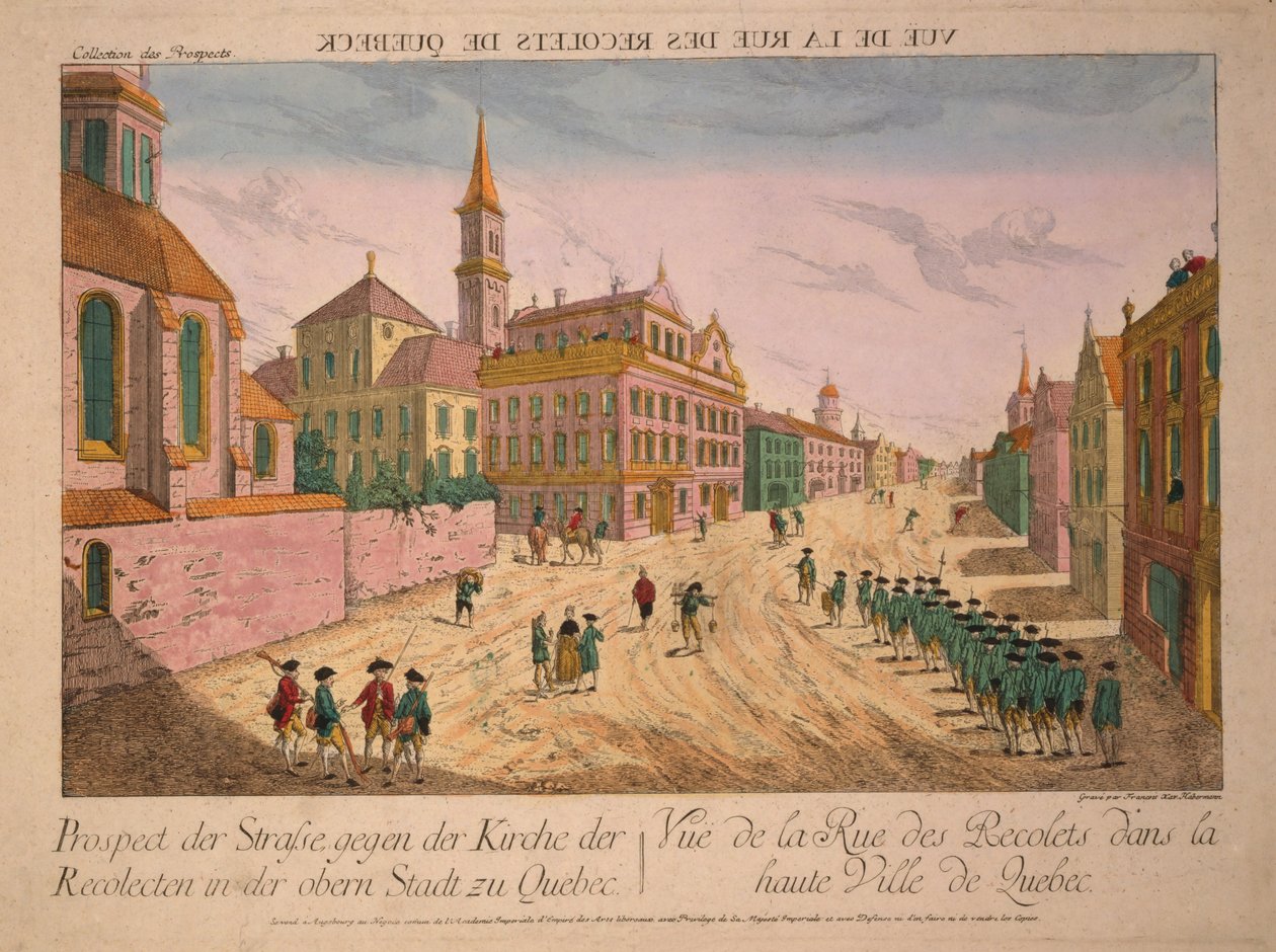 Vue de la Rue des Récollets de Québec, publié vers les années 1770 - Franz Xaver Habermann