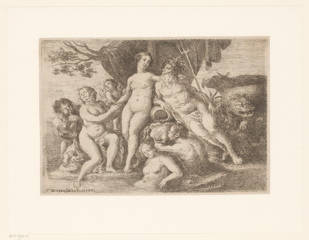 Neptune et Amphitrite parmi des nymphes et des tritons se baignant - Franz Xaver Wagenschon