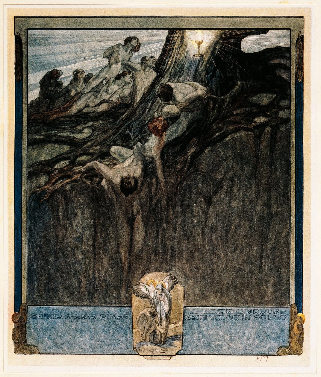 Illustration de la Divine Comédie de Dante Alighieri (Paradis, Chant IV) par Franz von Bayros - Franz von (1866 1924) Bayros