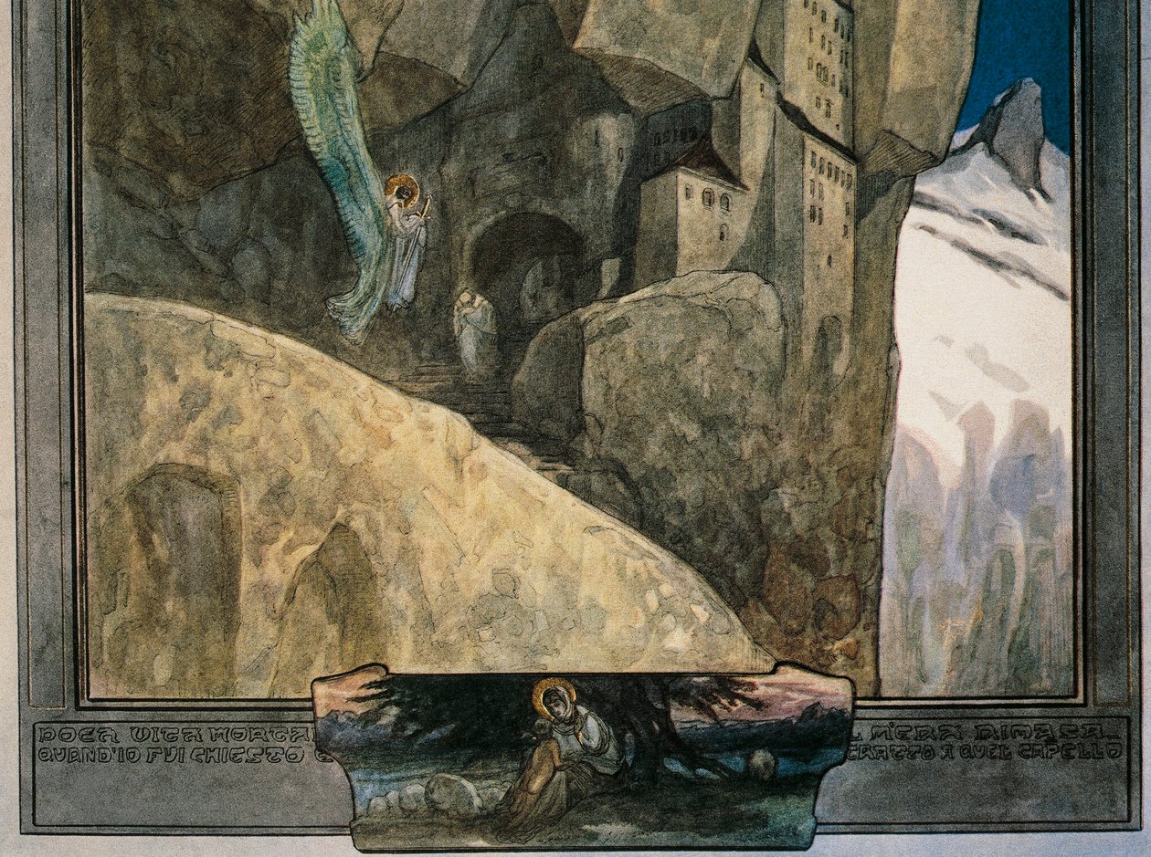 Illustration de la Divine Comédie de Dante Alighieri (Paradis, Chant XXI) par Franz von Bayros, détail - Franz von (1866 1924) Bayros