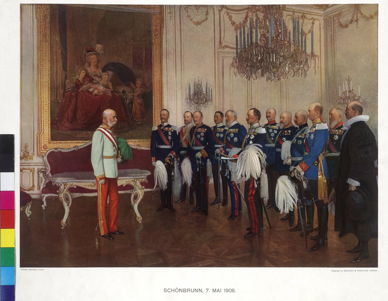 Visite des princes allemands des fédérations le 8 mai 1908 au château de Schönbrunn - Franz von (after) Capot
