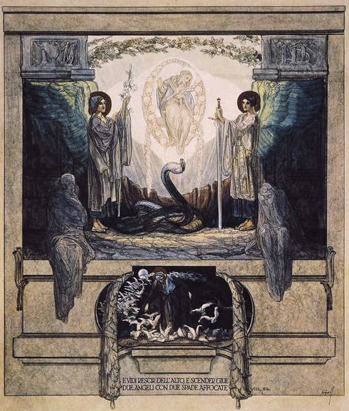 Illustration de la Divine Comédie de Dante, Purgatoire, Chant VIII: 24 - Franz von Bayros