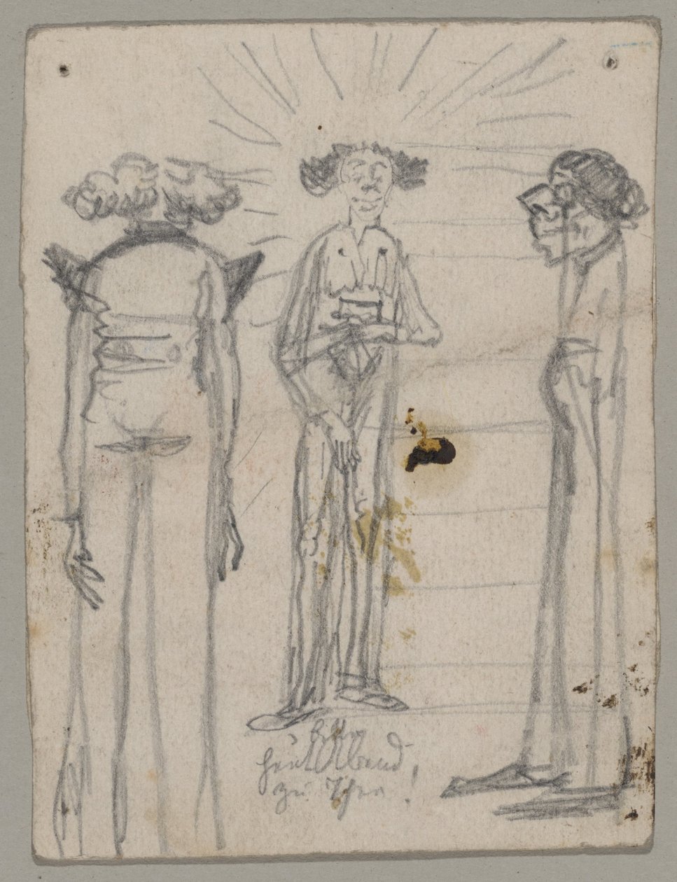 Caricature de trois vieilles personnes maigres - Franz von Lenbach