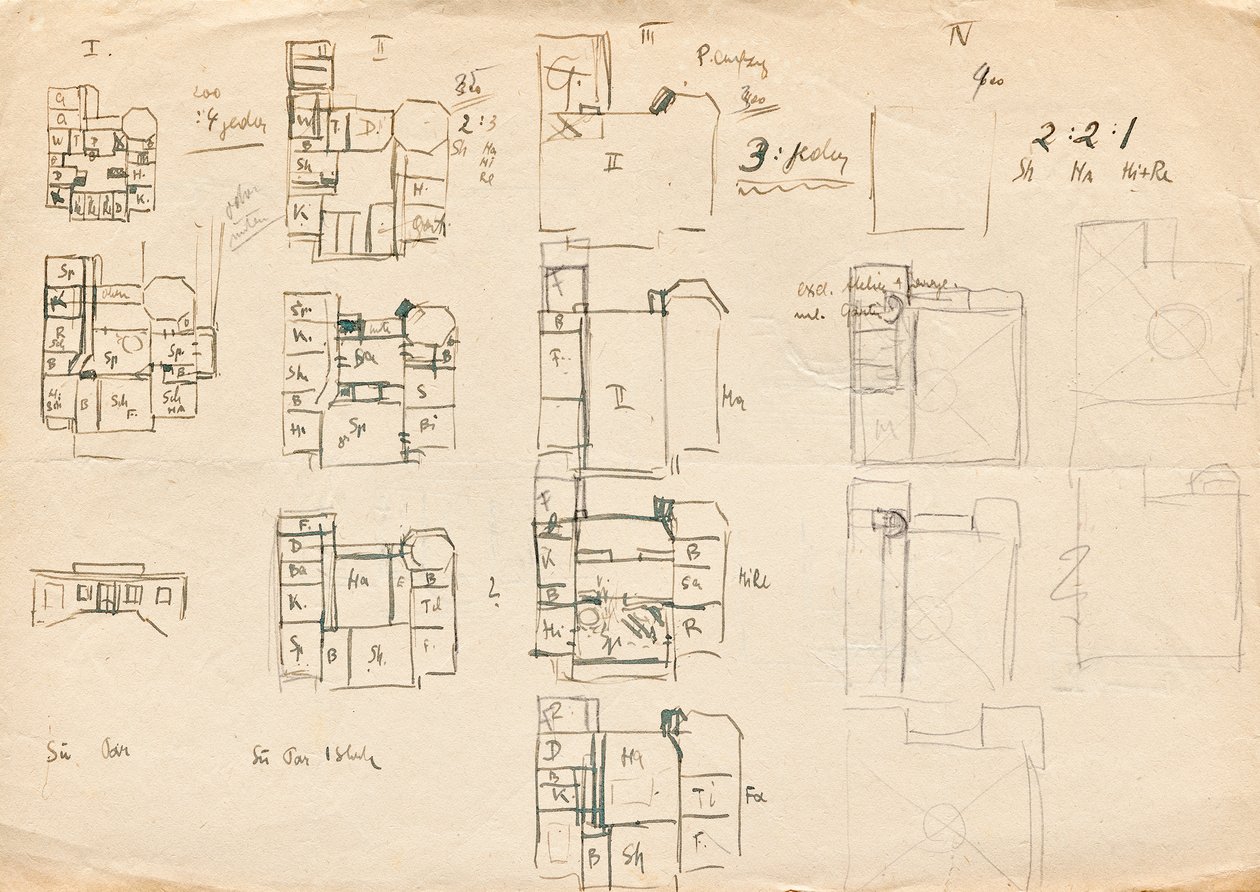 Esquisses de conception pour la villa atelier de Matsch - Plans - Franz von Matsch