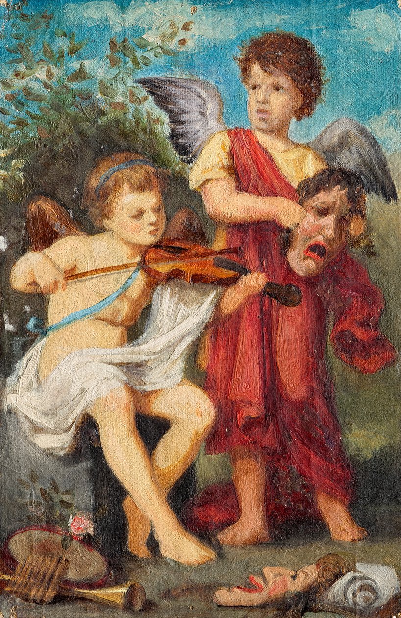 Putti musicaux avec masques - Franz von Matsch