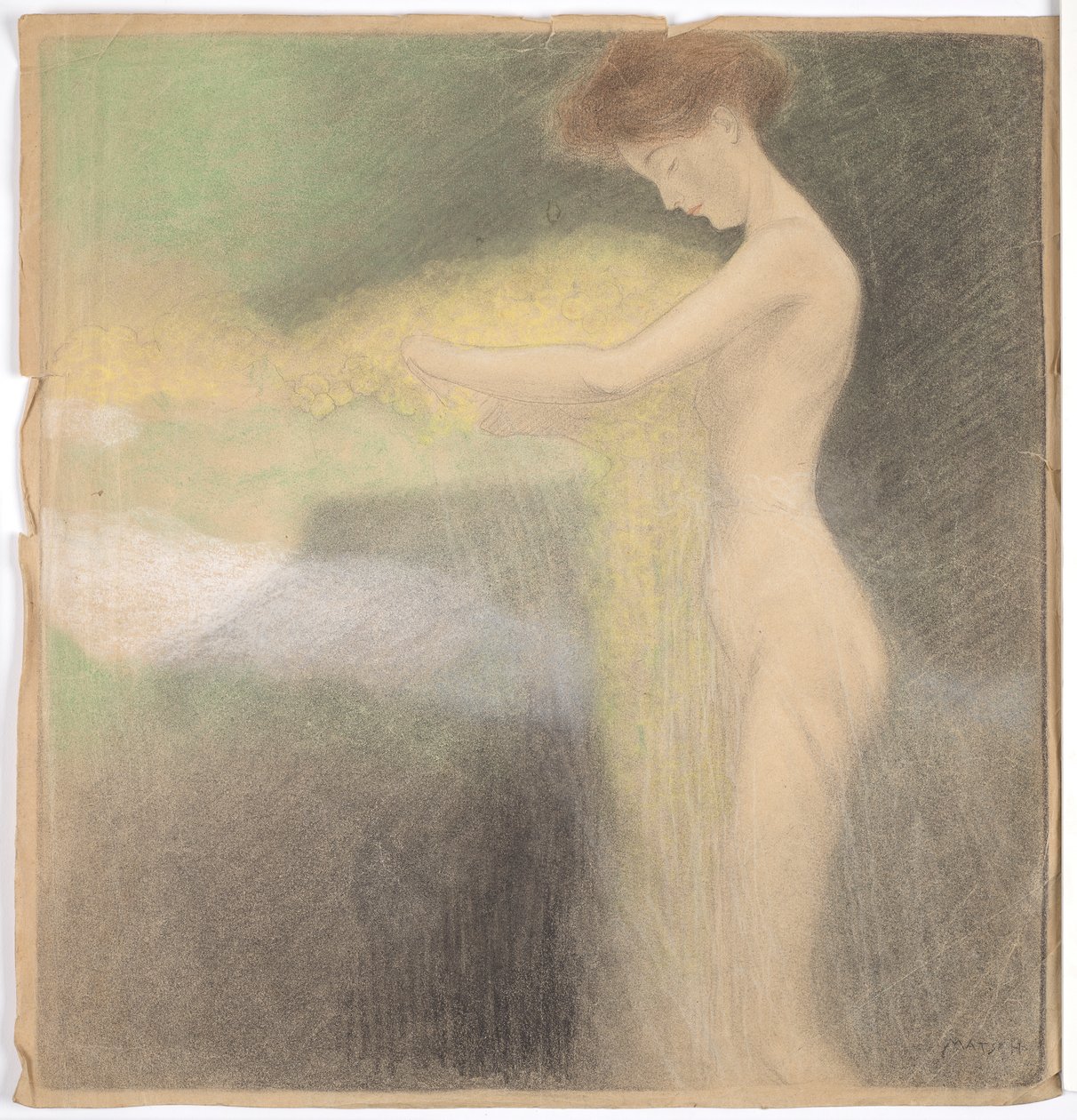 Nu féminin avec mains étendues vers la gauche - Franz von Matsch