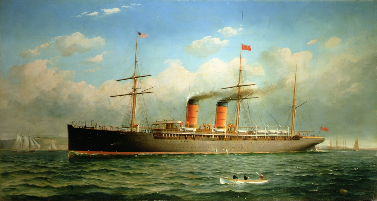 Le paquebot Cunard R.M.S. Umbria au large de Brooklyn Heights, sur l