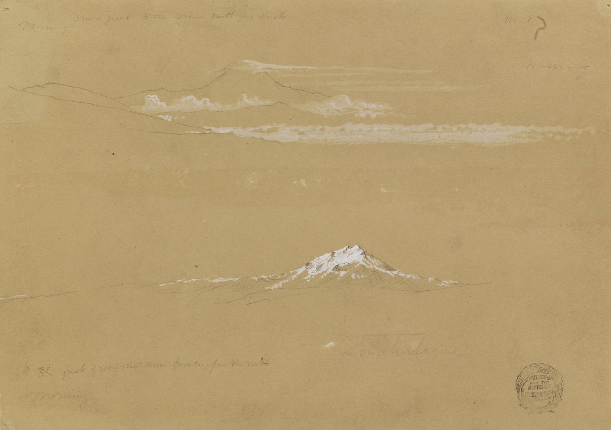 Sincholagua, matin, depuis le Temple du Soleil, Quito - Frederic Edwin Church