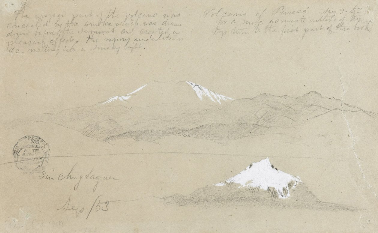 Vues du volcan Puresé, Colombie et du mont Sincholagua, Équateur - Frederic Edwin Church