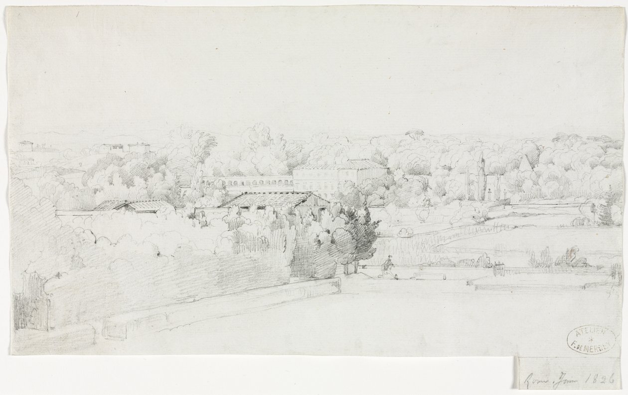 Vue de la Villa Borghese et de son orangerie depuis la Villa Médicis, 1826 - Frederic Bourgeois de Mercey