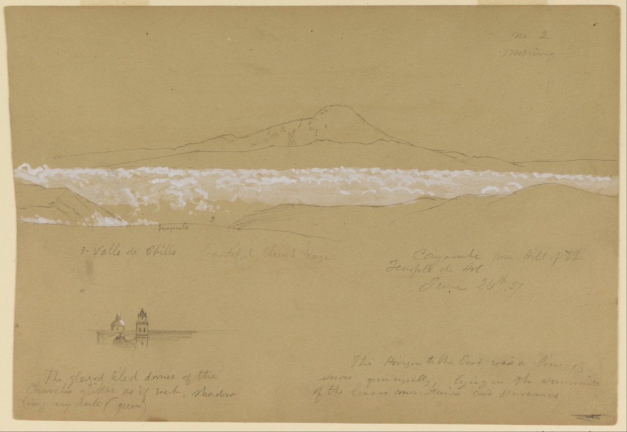 Cayambé, matin, depuis le Temple du Soleil, Quito - Frederic Edwin Church