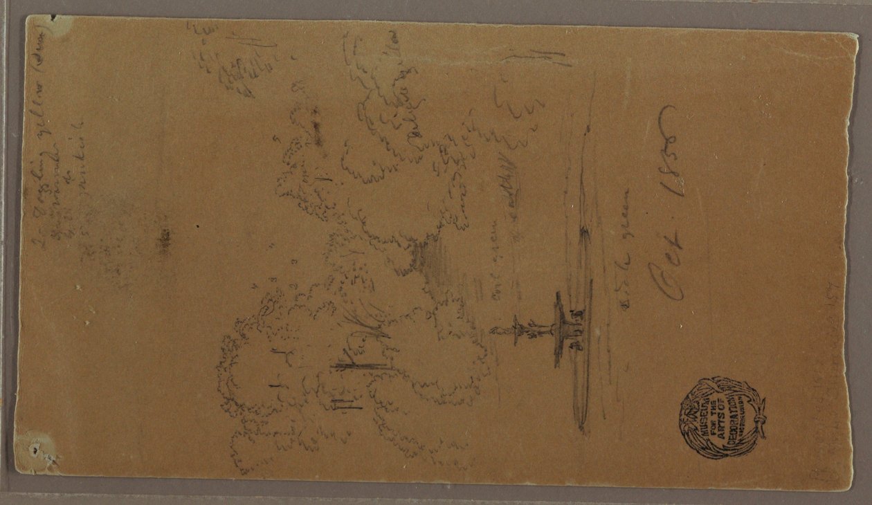 Dessin, Fontaine dans un parc, chutes du Niagara, octobre 1856 - Frederic Edwin Church